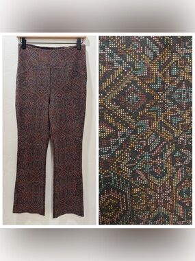 NWT PrAna Bohemia Hill Flare Crop Pant Dark Iron Mosaic Women's Medium Yoga